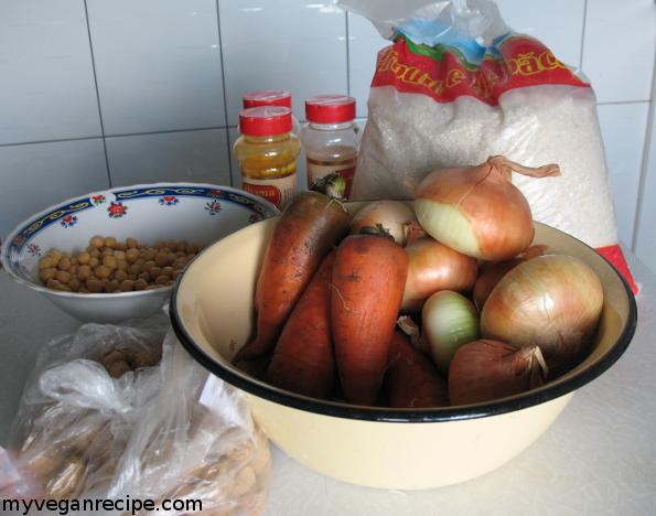 Ingredients for vegan plov